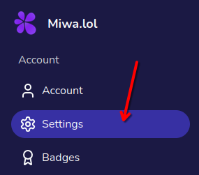 Settings page